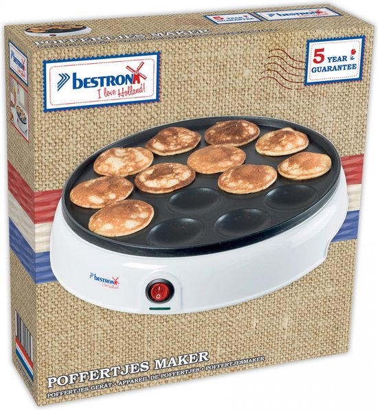 Bestron Poffertjespan - APFM700W - 800W - Poffertjesmaker - Electrisch - Wit - 5 jaar garantie — afbeelding 3