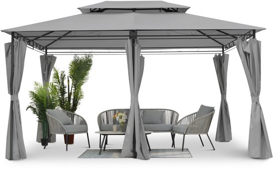 Luxe Prieel Vernazza Grijs + LED-verlichting + Schaduwdoeken