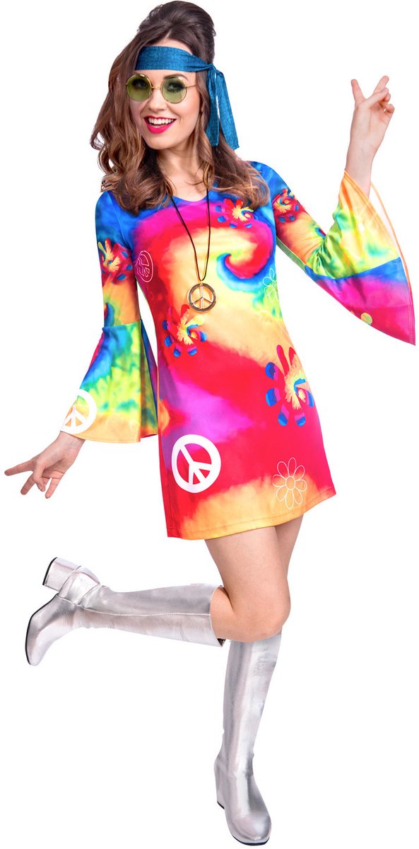 Amscan Verkleedjurk Hippie Dames Polyester 3-delig Maat S