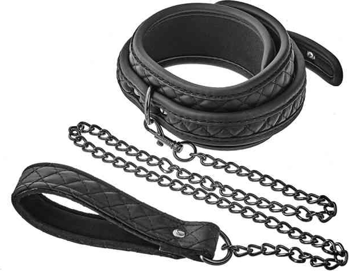 Blaze - vegan lederen halsband met ketting