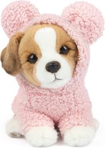 Studio Pets® Knuffel Jack Russell Hond Jacky 23cm met Roze Teddy Hoodie