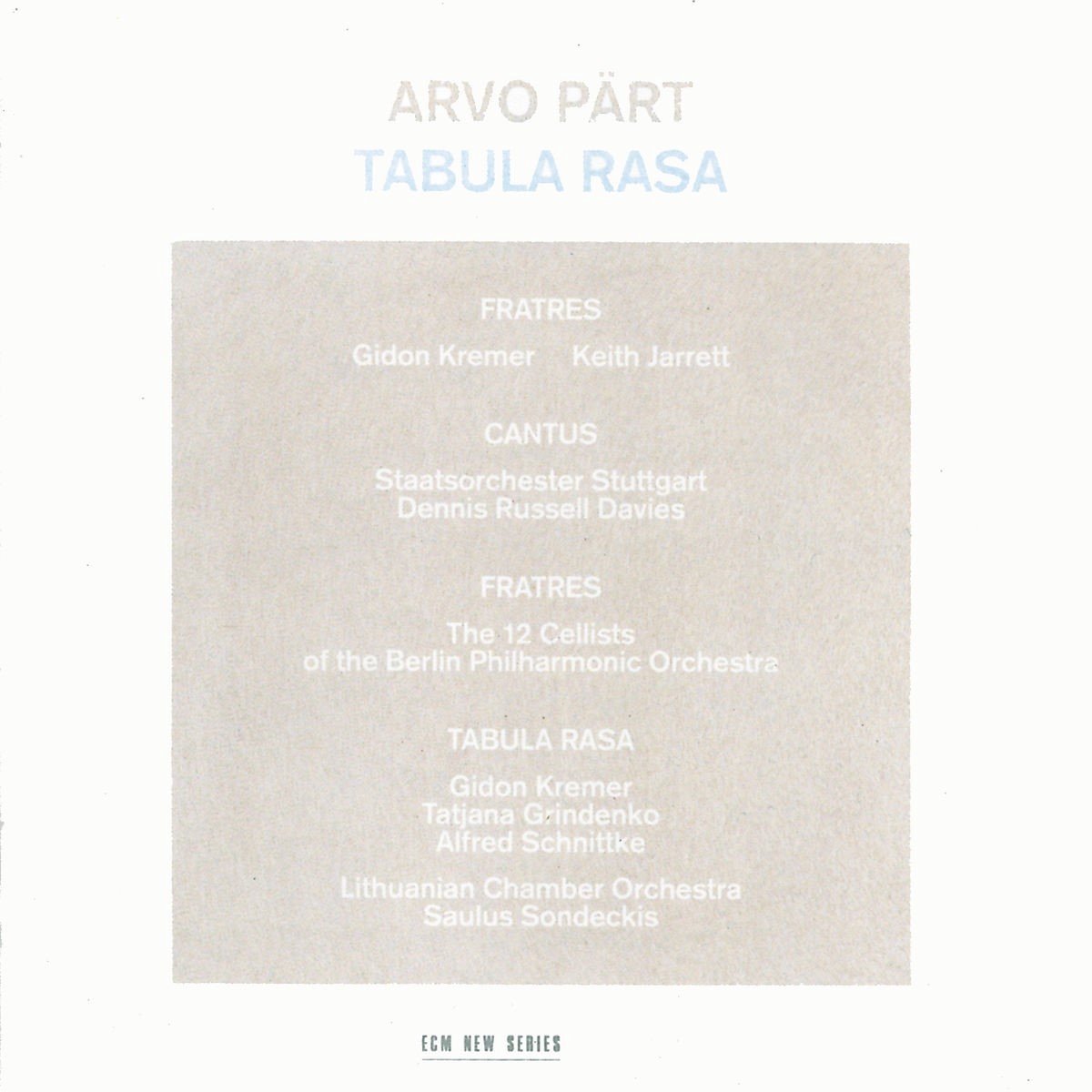 Alfred Schnittke, Lithuanian Chamber Orchestra, Saulius Sondeckis - Pärt: Tabula Rasa (CD)