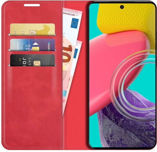 Étui Samsung Galaxy M53 Bookcase hoesje - Just in Case - Rouge solide - Similicuir