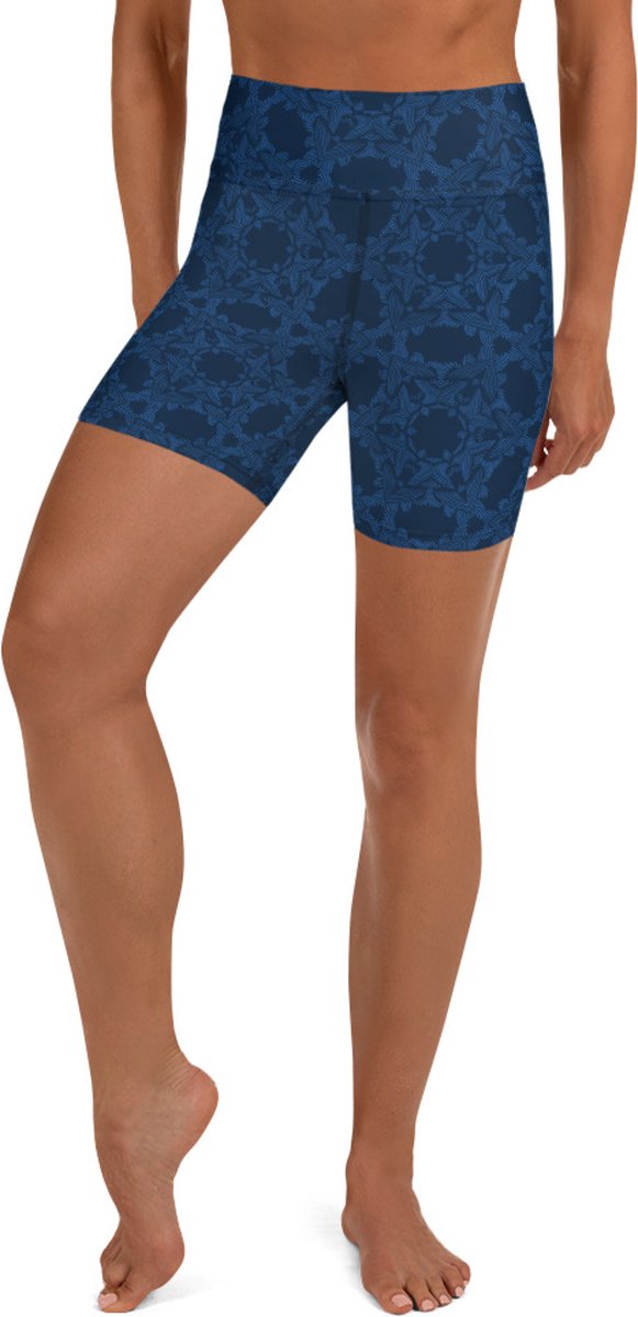 Sport Short - design Grace in Lace - High Waist - Dry Fit - High Performance - 4way stretch - UPF 50+ - Hardloop - Yoga - Fitness - Dans - Pilates - Training - Korte Broek- dames- donkerblauw klassiekblauw - maat XS van Merkloos — afbeelding 2