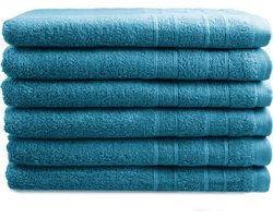 OUTLET BADTEXTIEL - set van 6 - gastendoek 30x50 - turquoise
