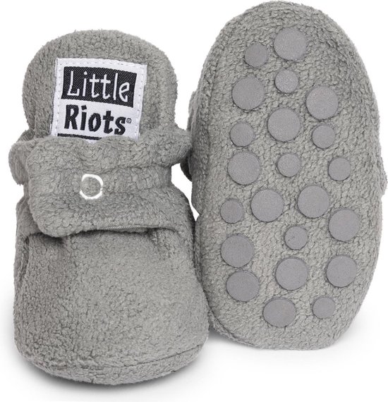 Little Riots - babyslofjes - antislip - fleece stepper - grijs - slofjes voor je baby, dreumes en peuter voor jongens en meisjes - 12-18 Maanden (13cm) - schoenmaat 20-21 - Little Riots