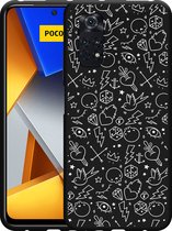 Xiaomi Poco M4 Pro Hoesje Zwart Tattoo wit - Designed by Cazy