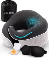 GoGoods® Nekkussen - Luxe Reiskussen - Memory Foam - Vliegtuig - Auto