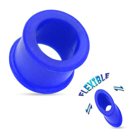 Tunnel double évasé 6 mm en silicone soft bleu © LMPiercings