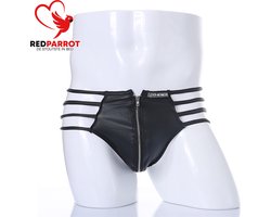 Erotische heren boxer met rits - Mannen slipje porno - PU Leder - One size