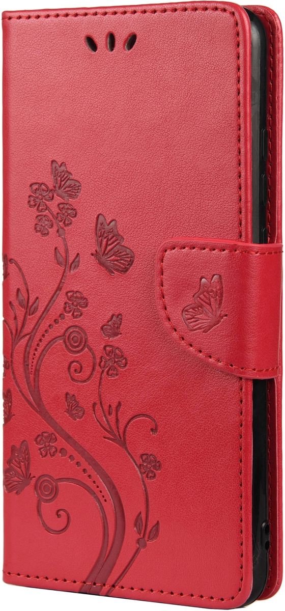 Mobigear Telefoonhoesje geschikt voor Samsung Galaxy A23 Hoesje | Mobigear Flowers Bookcase Portemonnee | Pasjeshouder voor 2 Pasjes | Telefoonhoesje voor Pinpas / OV Kaart / Rijbewijs - Rood