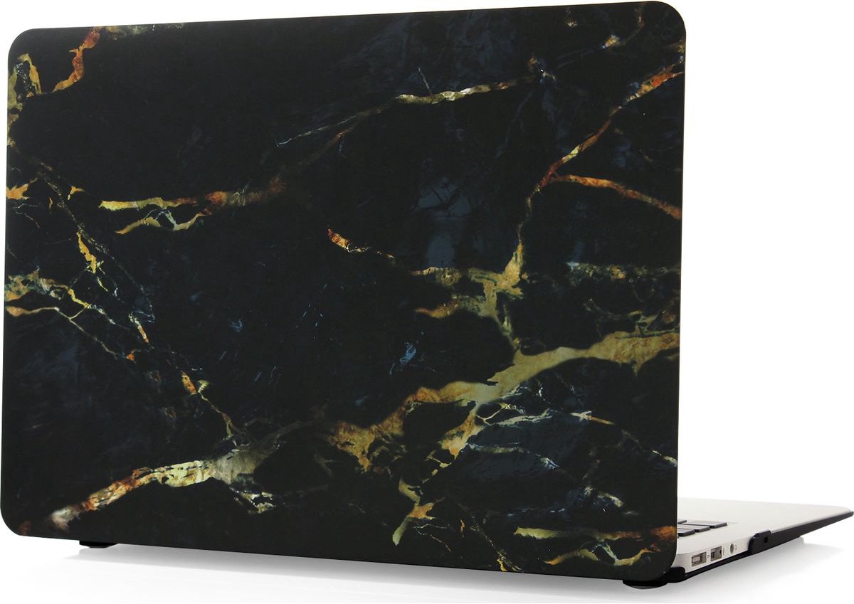 Mobigear Laptophoes geschikt voor Apple MacBook Air 11 Inch (2010-2016) Hoes Hardshell Laptopcover MacBook Case | Mobigear Marble - Zwart / Bruin - Model A1370 / A1465