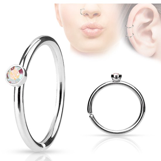 Helix piercing petite pierre multicolore © LMPiercings