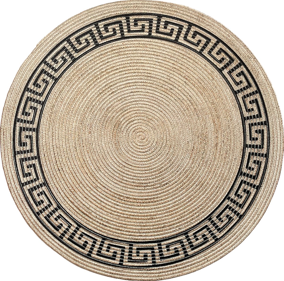 Rumba 3074- Rond 120cm Greece vloerkleed bohemien tapijt handgezaagde gerecycleerd katoen