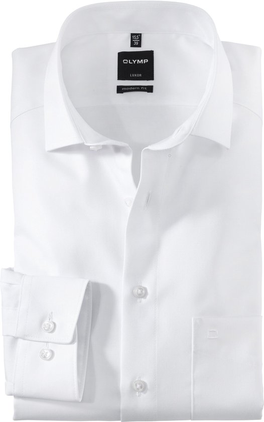 OLYMP Luxor modern fit overhemd - wit - Strijkvrij - Boordmaat: