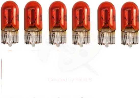6 stuks steeklampje 5w 12 volt oranje / amber, T10, W5W