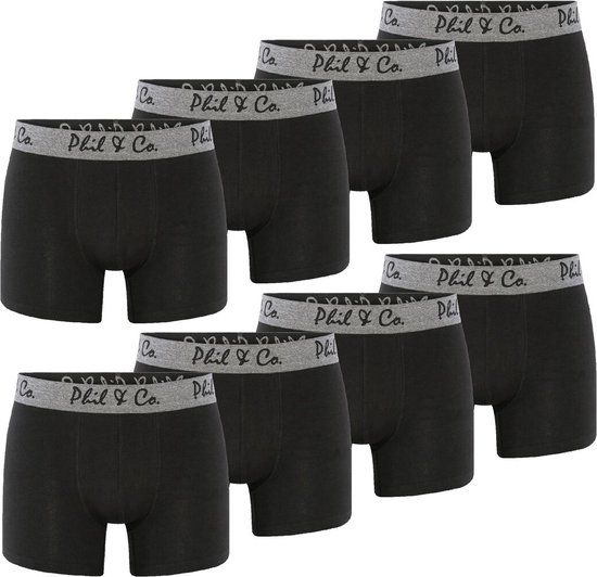 Phil & Co Zwarte Boxershorts Heren Multipack Zwart 8-Pack - Maat XXL | Onderbroek