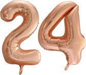 Folieballon 24 jaar Rose Goud 66cm