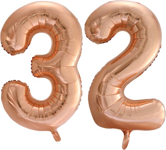 Folieballon 32 jaar Rose Goud 66cm