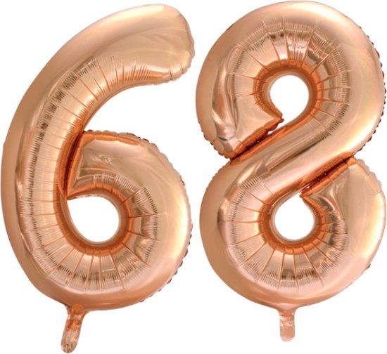 Folieballon 68 jaar Rose Goud 66cm