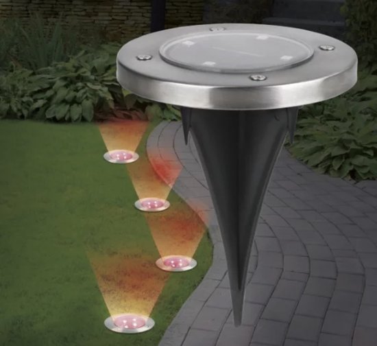 Grondlampen Zonne-grondlampen voor buiten met 4 LED's - Solar Disk Lights  waterdicht... | bol.com