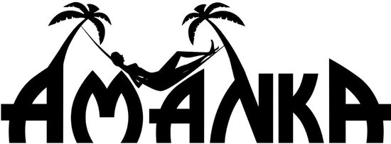 Logo van AMANKA met een silhouet van een persoon in een hangmat tussen twee palmbomen.