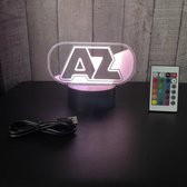 Klarigo®️ Nachtlamp – 3D LED Lamp Illusie – 16 Kleuren – Bureaulamp  – Az Alkmaar - Voetbal – Nachtlampje Kinderen – Creative lamp - Afstandsbediening