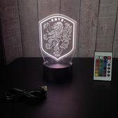 Klarigo®️ Nachtlamp – 3D LED Lamp Illusie – 16 Kleuren – Bureaulamp – Nederlands Elftal - Oranje Legioen - Voetbal - WK 2022 Qatar – Nachtlampje Kinderen – Creative lamp - Afstandsbediening