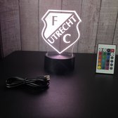 Klarigo®️ Veilleuse - Lampe LED 3D Illusion - 16 Couleurs - Lampe de bureau - Fc Utrecht - Voetbal - Veilleuse Enfants - Lampe Creative - Télécommande
