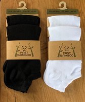 6 paar bamboe sokken - sneaker - zwart - maat 43-46