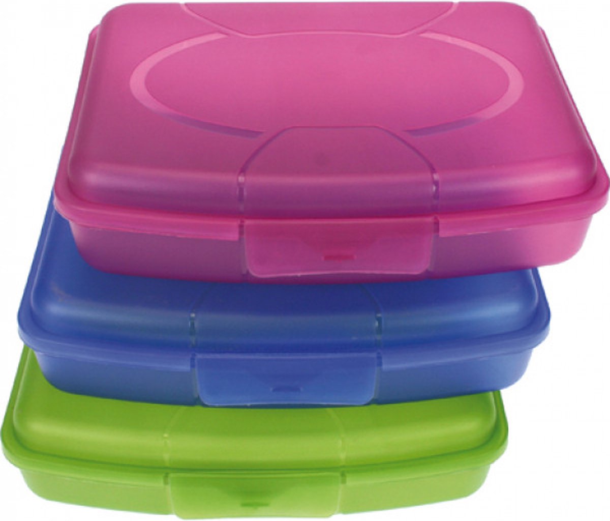 Fruit doosjes - Lunchbox - Frosty lunchbox - 17 x 13 x 4 cm - gekleurd - 3 stuks