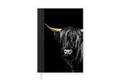 Notitieboek - Schrijfboek - Schotse Hooglander - Goud - Zwart - Notitieboekje klein - A5 formaat - Schrijfblok