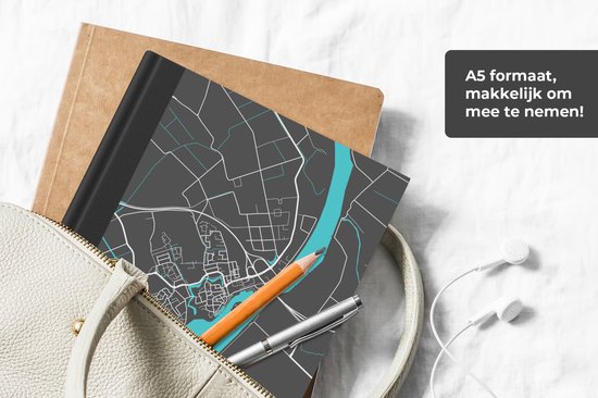 Carnet - Carnet - Plan de la ville - Tholen - Grijs - Blauw - Carnet - Format A5 - Bloc-notes - Carte