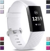 Jumada’s horlogeband - Fitbit Charge 3 - Gespsluiting - Wit - Siliconen - Maat S