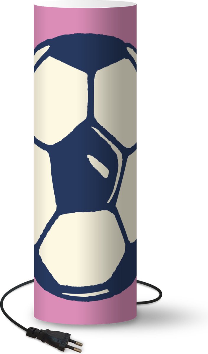 Lamp Voetbal illustratie - illustratie van voetbal op roze achtergrond lamp - 60 cm hoog - Ø19 cm - Inclusief LED lamp