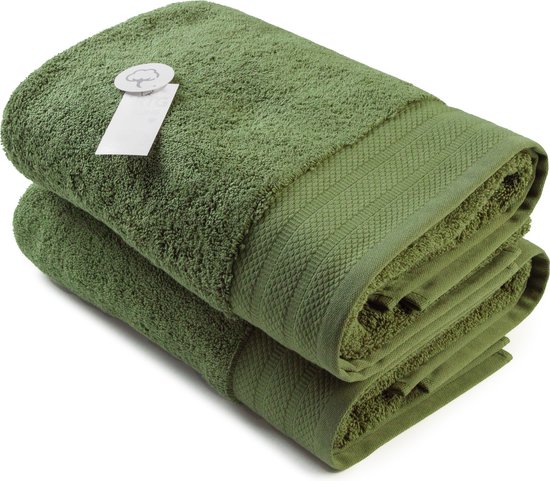 ARTG Towelzz® - DeLuxe - Badhanddoek - 70 x 140 cm - Legergroen - Army Green - 700 gram/m2 - Set 2 stuks