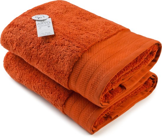 ARTG Towelzz® - DeLuxe - Badhanddoek - 70 x 140 cm - Steenrood - Brick Red - 700 gram/m2 - Set 2 stuks