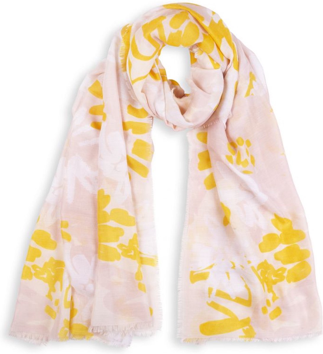 Katie Loxton Sjaal - Foral Print Scarf - Peach and Yellow - peach geel- 184 cm X 86
