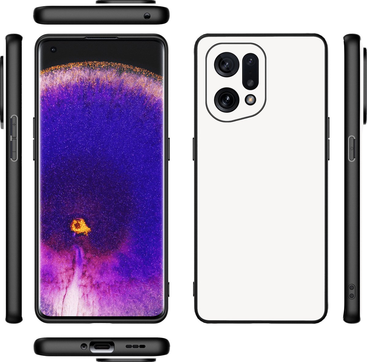 Back Cover OPPO Find X5 Hoesje Zwart/Wit