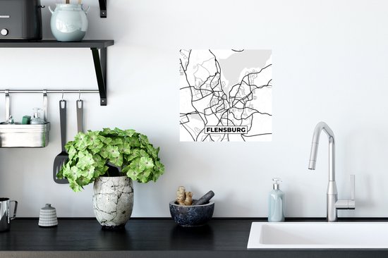Stickers muraux - Flensbourg - Carte - Carte - Plan de la ville - 30x30 cm - Feuille adhésive