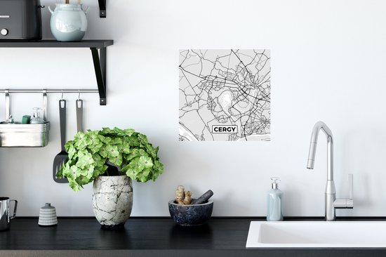 Muurstickers - Sticker Folie - Plattegrond - Kaart - Stadskaart - Frankrijk - Cergy - 30x30 cm - Plakfolie - Muurstickers Kinderkamer - Zelfklevend Behang - Zelfklevend behangpapier - Stickerfolie