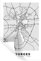 Muurstickers - Sticker Folie - Kaart - Stadskaart - Bourges - Plattegrond - Frankrijk - 20x30 cm - Plakfolie - Muurstickers Kinderkamer - Zelfklevend Behang - Zelfklevend behangpapier - Stickerfolie