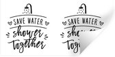Muurstickers - Sticker Folie - Spreuken - Quotes - Save water shower together - Douche - Douchekop - 40x20 cm - Plakfolie - Muurstickers Kinderkamer - Zelfklevend Behang - Zelfklevend behangpapier - Stickerfolie