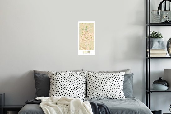 Muurstickers - Sticker Folie - Brugge - Stadskaart - Plattegrond - Kaart - Brugge - 20x40 cm - Plakfolie - Muurstickers Kinderkamer - Zelfklevend Behang - Zelfklevend behangpapier - Stickerfolie