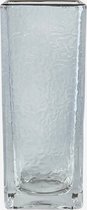 KaiaHome Modern Design - 20cm Korte Vaas van Glas met IJspatroon - Ideaal voor Binnen & Buiten Decoratie - Woonkamer Bloemenvaas