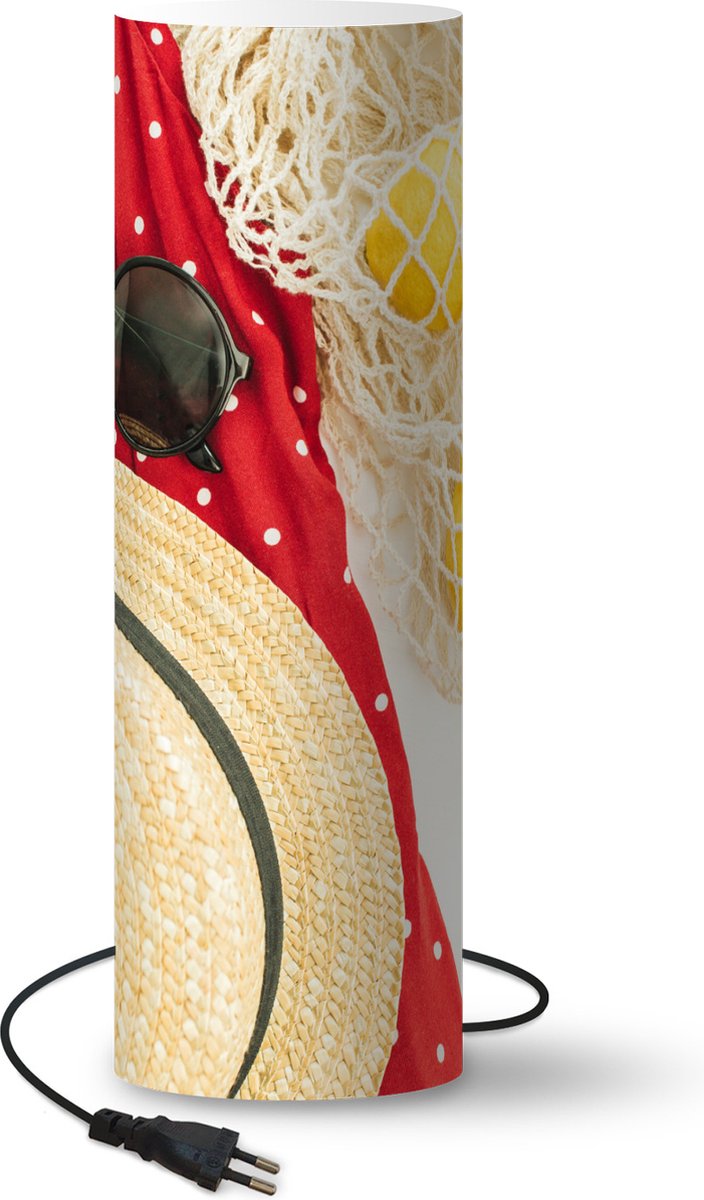 Lamp - Nachtlampje - Tafellamp slaapkamer - Zonnebril - Hoed - Citroen - 60 cm hoog - Ø19.1 cm - Inclusief LED lamp