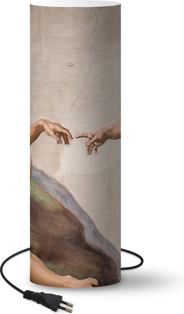 Lamp - Nachtlampje - Tafellamp slaapkamer - Schepping van Adam - Michelangelo - 60 cm hoog - Ø19.1 cm - Inclusief LED lamp