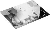 Chefcare Inductie Beschermer Herten in het Bos Illustratie - Abstract - Zwart Wit - 70x55 cm - Afdekplaat Inductie - Kookplaat Beschermer - Inductie Mat