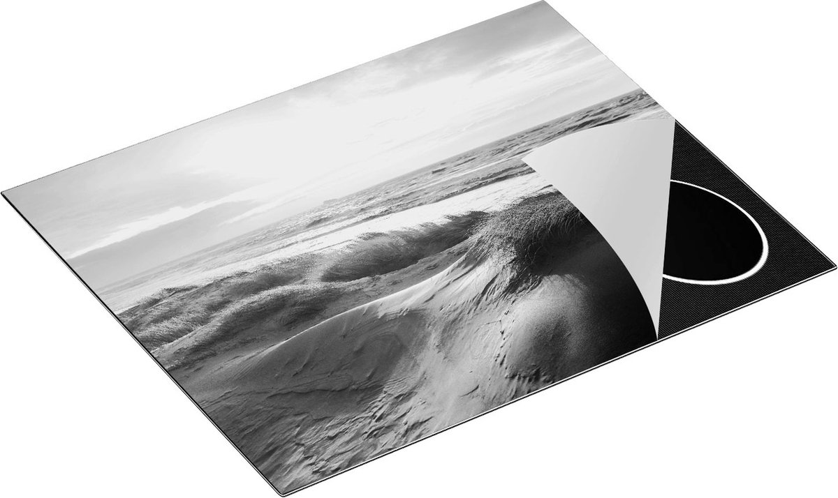Chefcare Inductie Beschermer Duinen en Zee - Zwart Wit - 65x55 cm - Afdekplaat Inductie - Kookplaat Beschermer - Inductie Mat