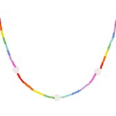 Bijoutheek Collier Rainbow Witte Hartjes
